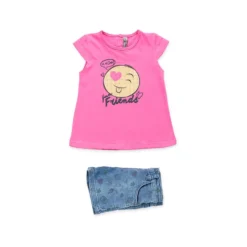 Completo Shorts + Maglietta Fucsia Baby Bambina