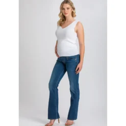 Jeans Premaman con Gamba Leggermente Svasata