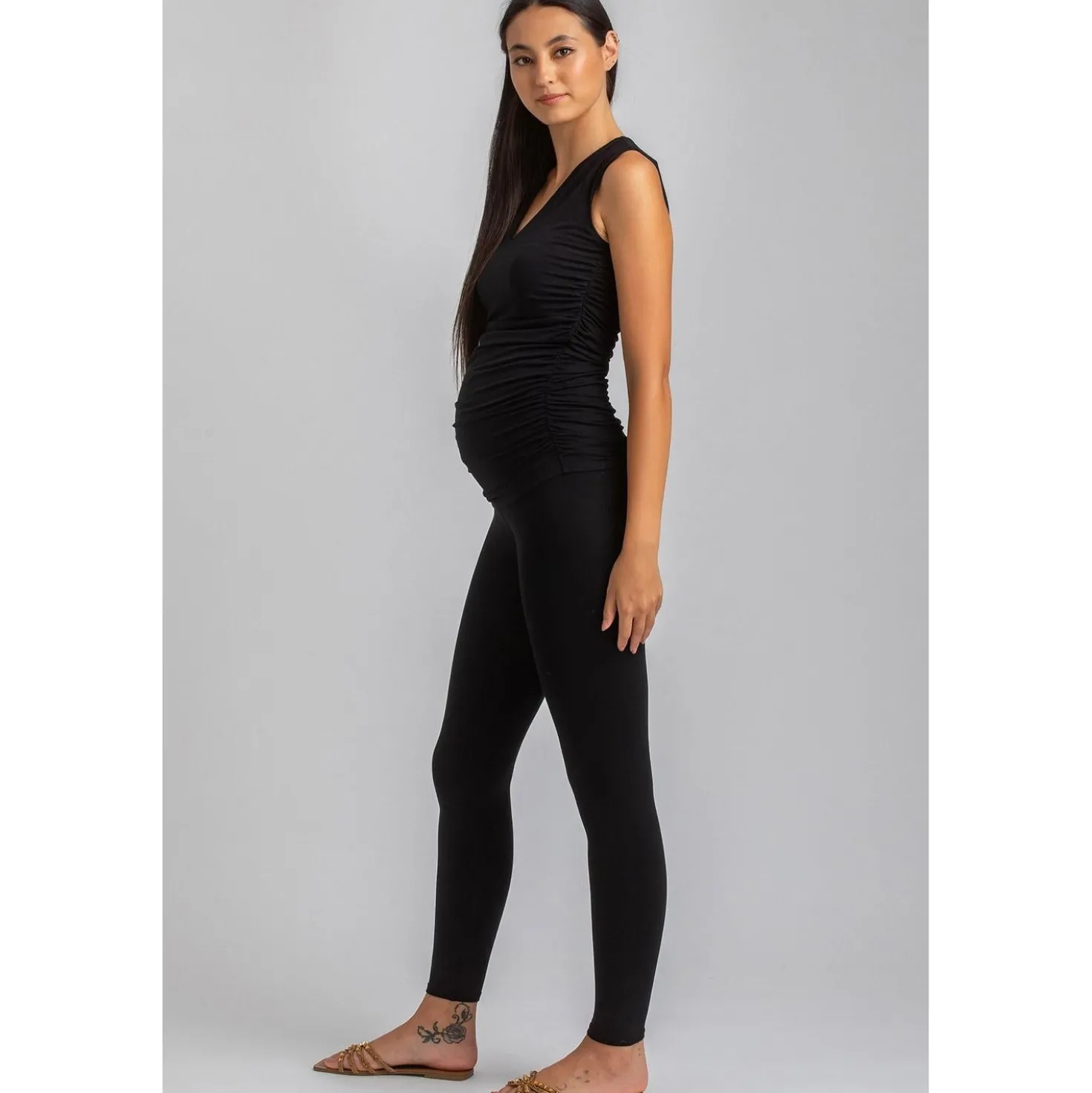 Leggings Premaman Neri in Morbido Jersey di Bambù