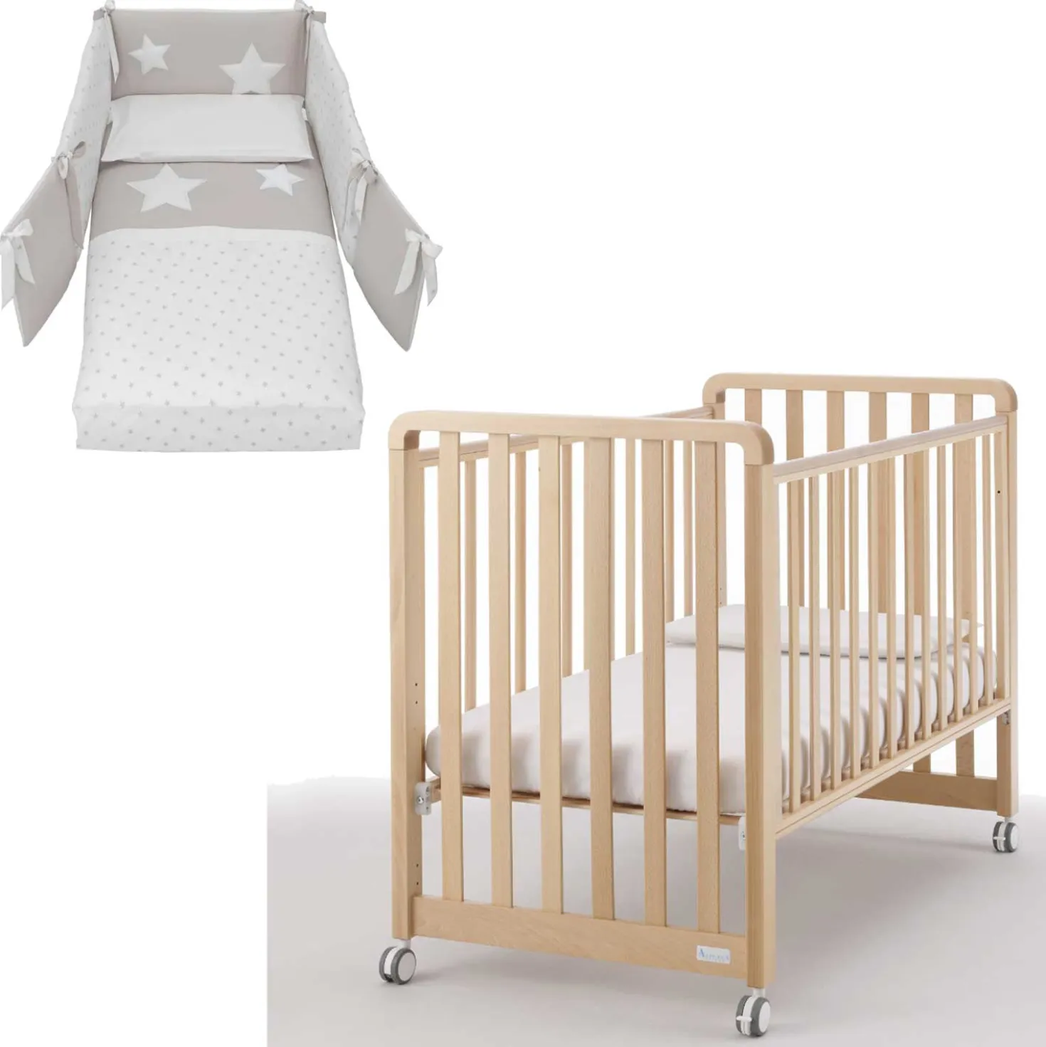 Lettino Glam 9 In 1 + Materasso + Completo Piumone Glam