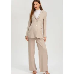 Pantaloni Premaman a Gamba Larga Ice Beige