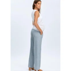 Pantaloni Premaman da Ufficio Azzurri a Gamba Larga