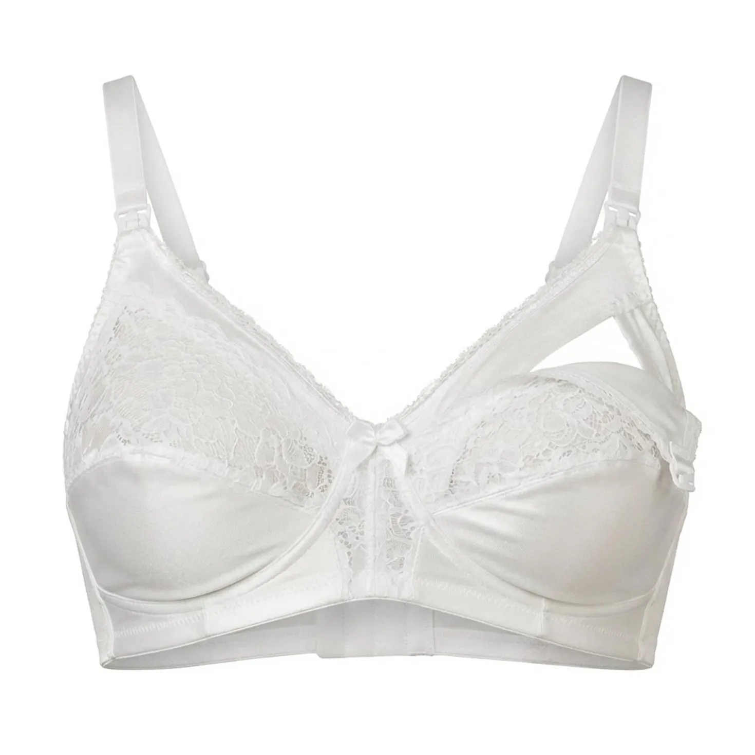 Reggiseno Allattamento in Cotone Con Pizzo Coppa C Bianco