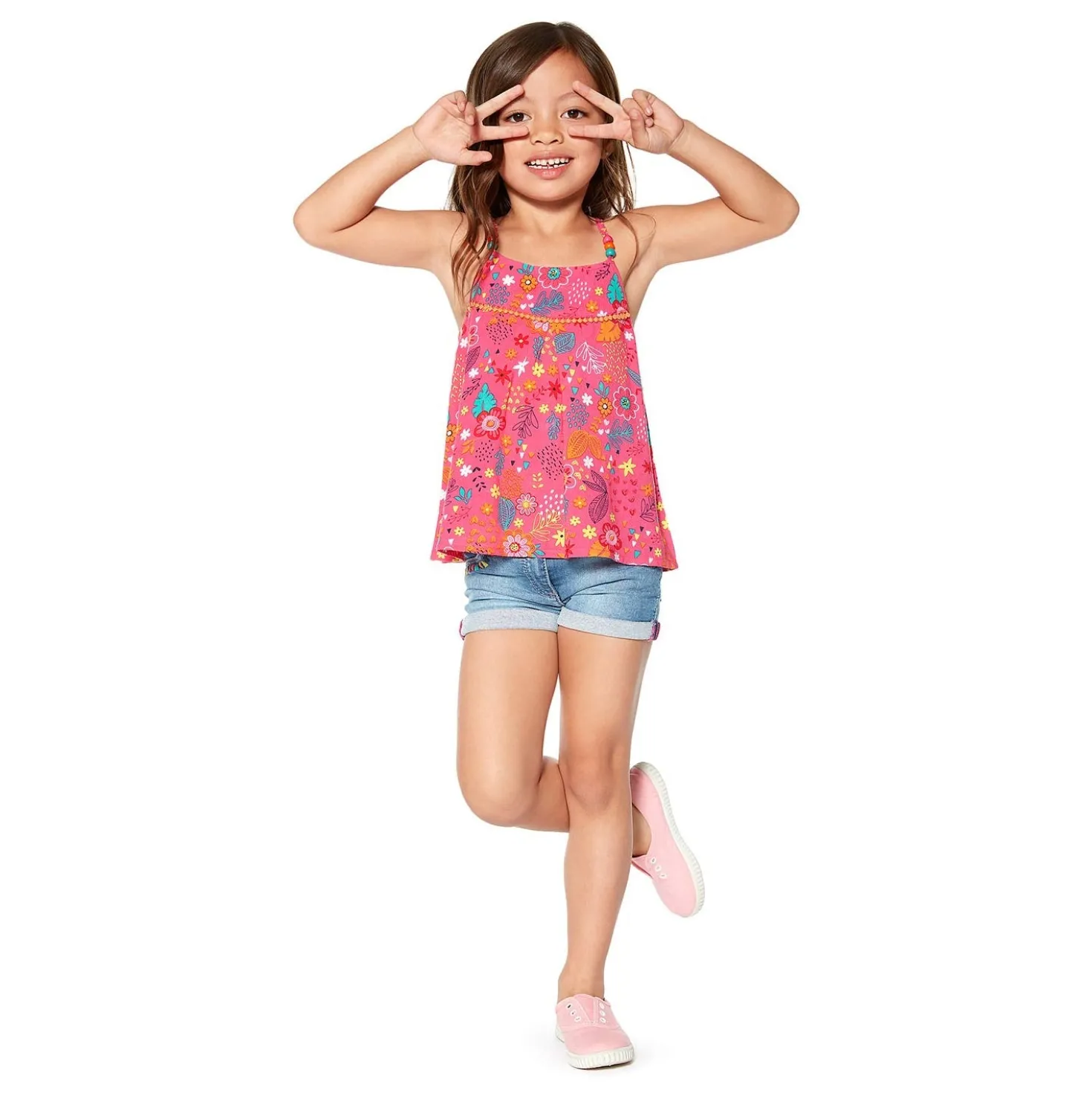 Top Fucsia in Stile Etnico Bambina Junior