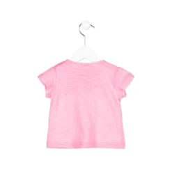 T Shirt Bimba Baby Stampata Rosa Fluo
