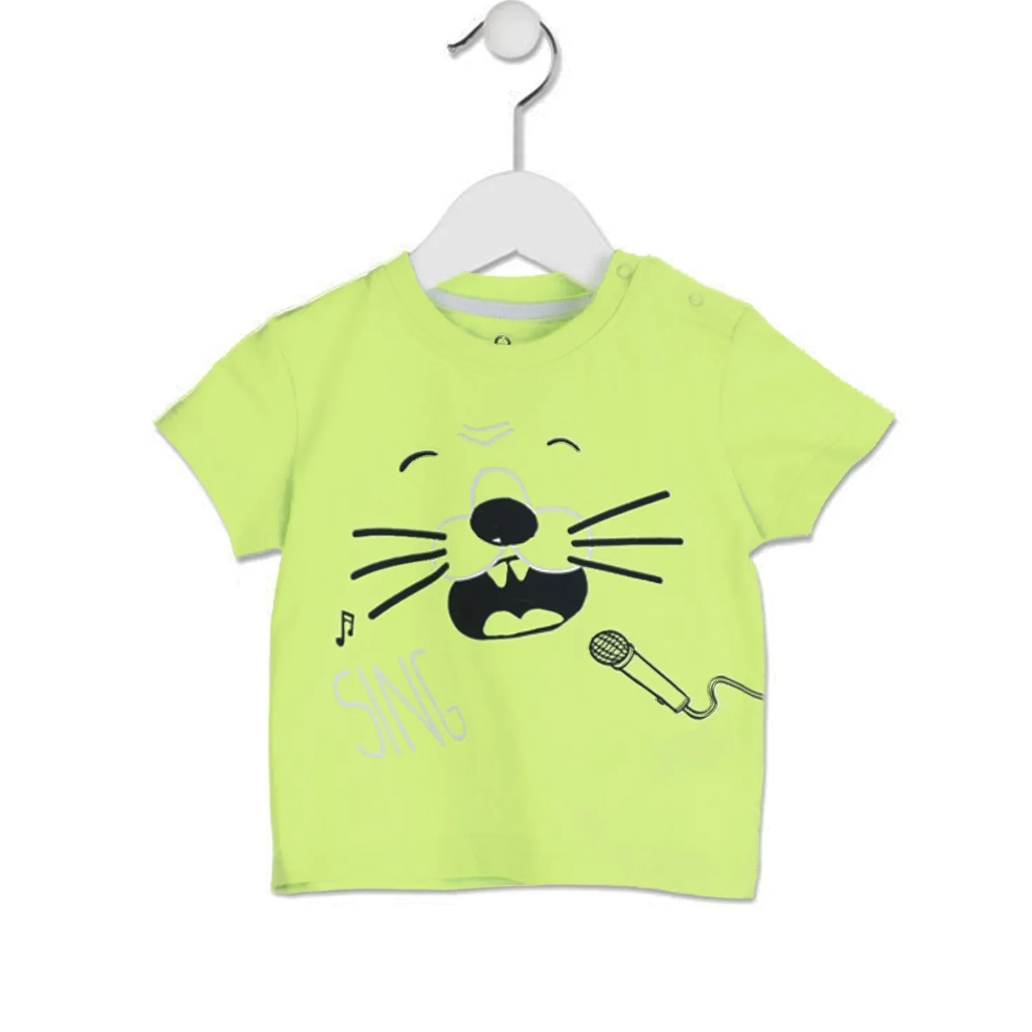 T Shirt Verde Baby Bimbo con Faccia di Animale