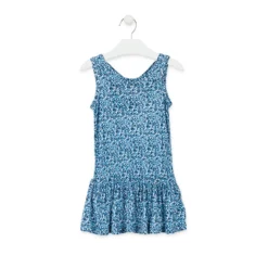Vestito in Jersey a Fiori Blu Bambina Junior